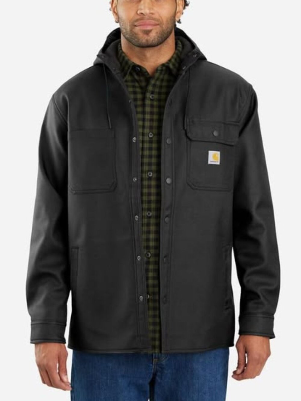 Carhartt Men's Rain Defender Relaxed Fit Heavyweight Hooded Shirt Jacket Large